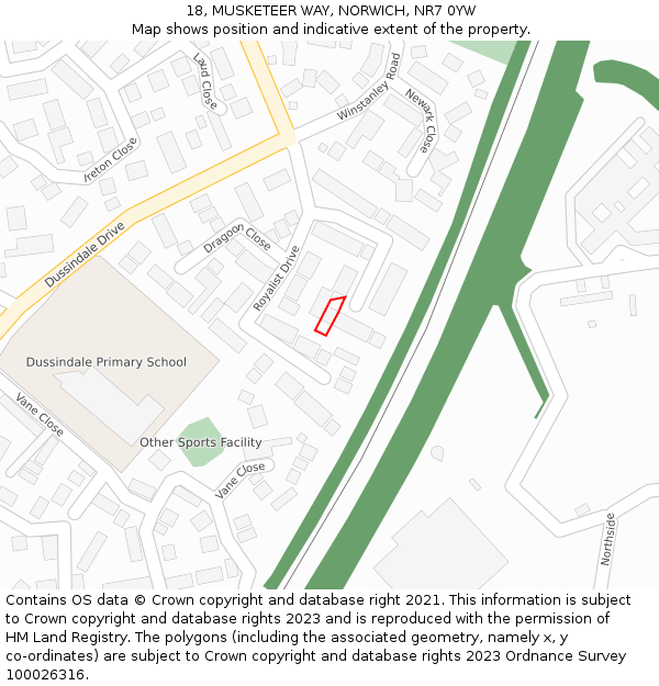 18, MUSKETEER WAY, NORWICH, NR7 0YW: Location map and indicative extent of plot