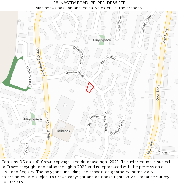 18, NASEBY ROAD, BELPER, DE56 0ER: Location map and indicative extent of plot