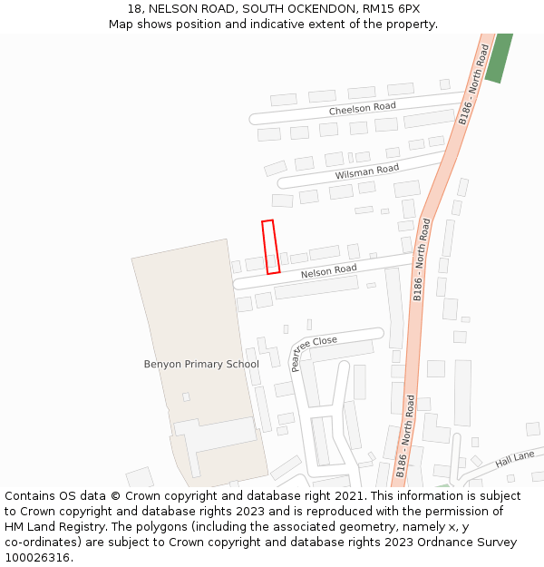 18, NELSON ROAD, SOUTH OCKENDON, RM15 6PX: Location map and indicative extent of plot