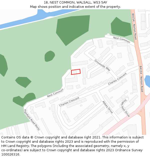 18, NEST COMMON, WALSALL, WS3 5AY: Location map and indicative extent of plot