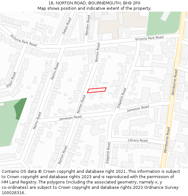 18, NORTON ROAD, BOURNEMOUTH, BH9 2PX: Location map and indicative extent of plot