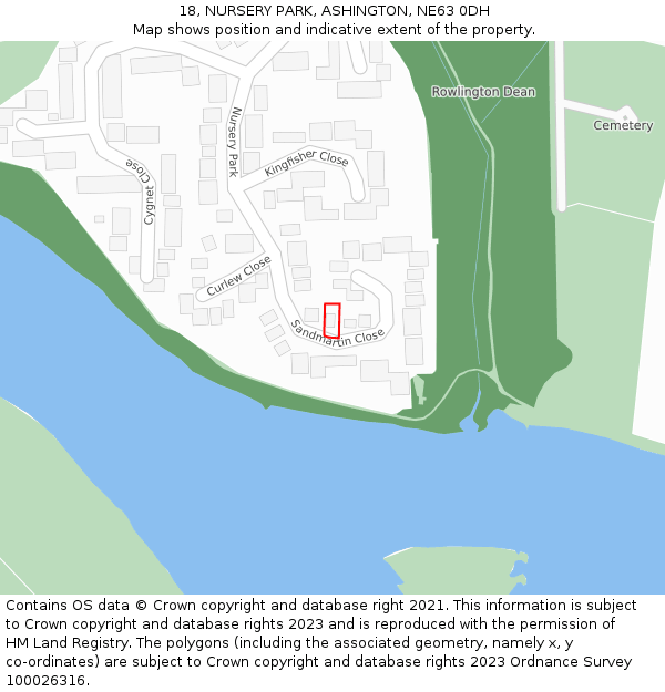 18, NURSERY PARK, ASHINGTON, NE63 0DH: Location map and indicative extent of plot