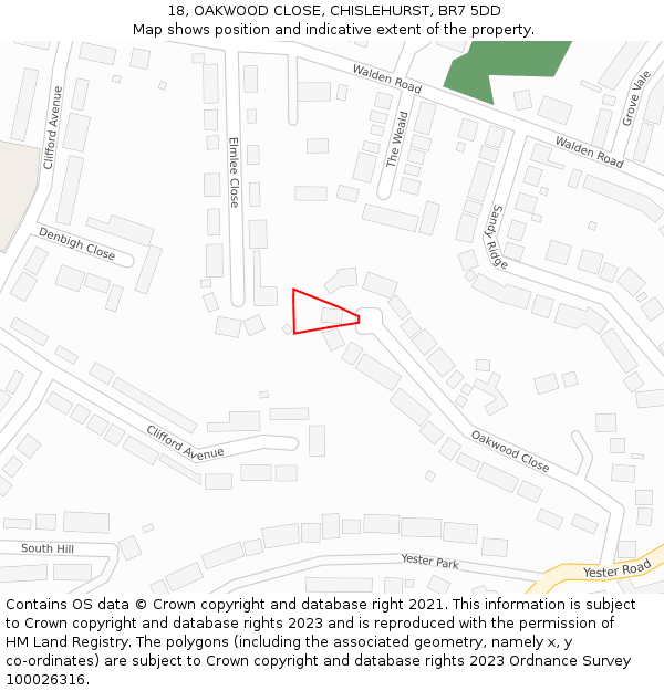 18, OAKWOOD CLOSE, CHISLEHURST, BR7 5DD: Location map and indicative extent of plot