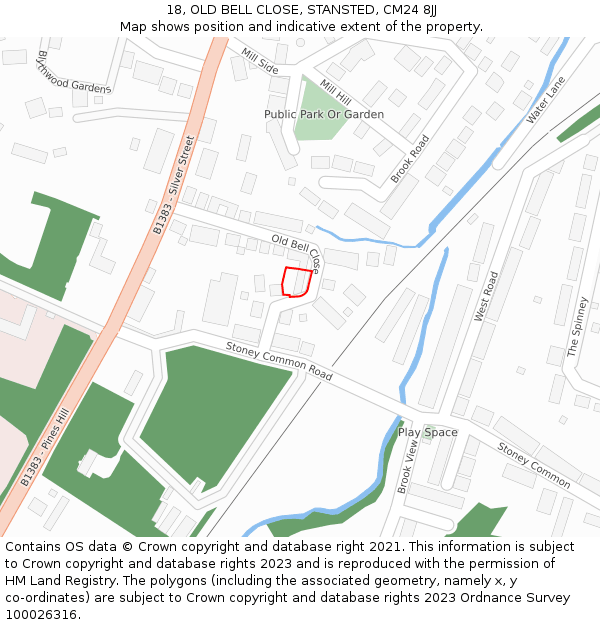 18, OLD BELL CLOSE, STANSTED, CM24 8JJ: Location map and indicative extent of plot