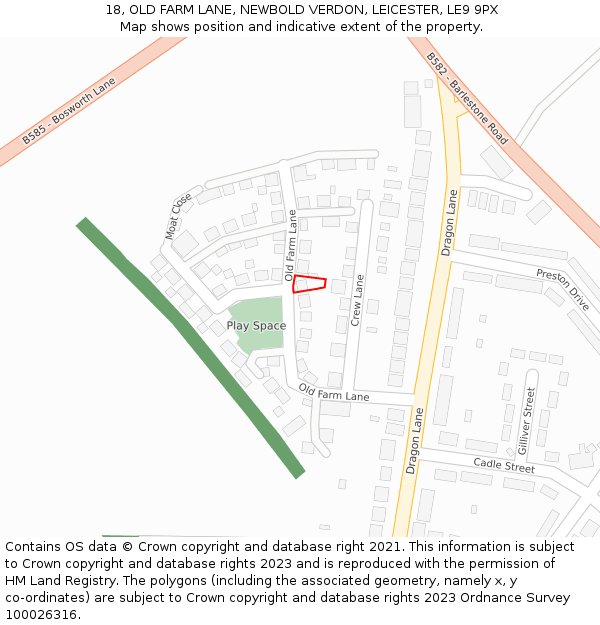 18, OLD FARM LANE, NEWBOLD VERDON, LEICESTER, LE9 9PX: Location map and indicative extent of plot