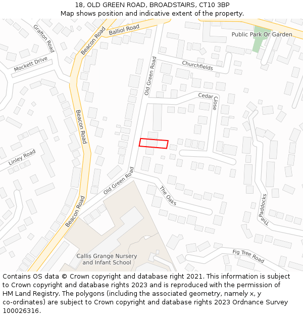 18, OLD GREEN ROAD, BROADSTAIRS, CT10 3BP: Location map and indicative extent of plot