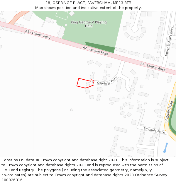 18, OSPRINGE PLACE, FAVERSHAM, ME13 8TB: Location map and indicative extent of plot