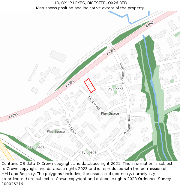 18, OXLIP LEYES, BICESTER, OX26 3ED: Location map and indicative extent of plot