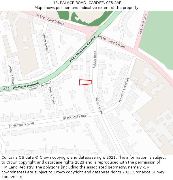 18, PALACE ROAD, CARDIFF, CF5 2AF: Location map and indicative extent of plot