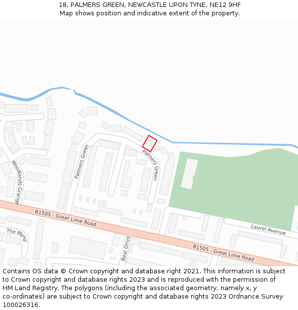 18, PALMERS GREEN, NEWCASTLE UPON TYNE, NE12 9HF: Location map and indicative extent of plot