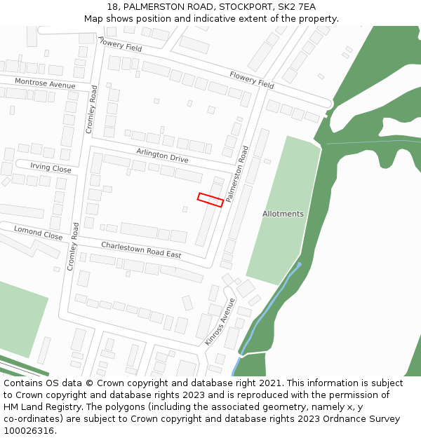 18, PALMERSTON ROAD, STOCKPORT, SK2 7EA: Location map and indicative extent of plot
