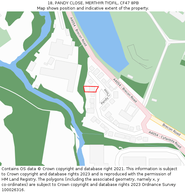18, PANDY CLOSE, MERTHYR TYDFIL, CF47 8PB: Location map and indicative extent of plot