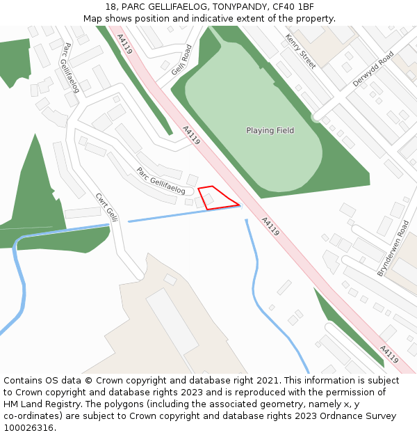 18, PARC GELLIFAELOG, TONYPANDY, CF40 1BF: Location map and indicative extent of plot