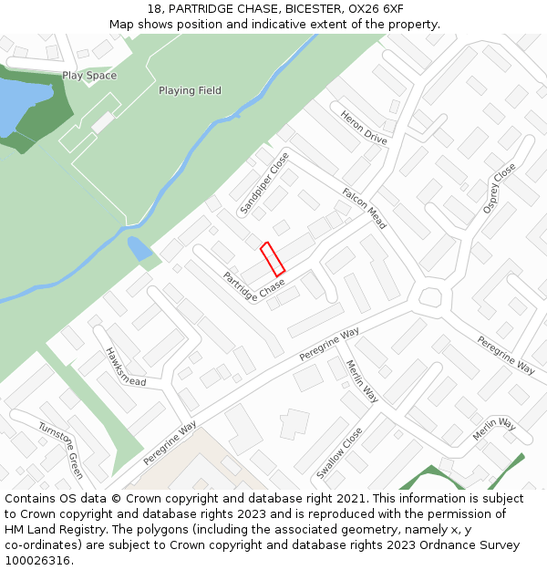 18, PARTRIDGE CHASE, BICESTER, OX26 6XF: Location map and indicative extent of plot