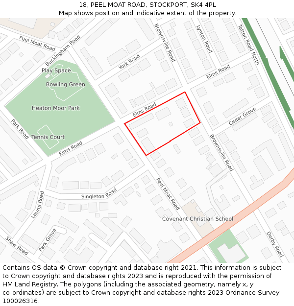 18, PEEL MOAT ROAD, STOCKPORT, SK4 4PL: Location map and indicative extent of plot