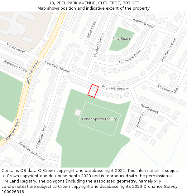 18, PEEL PARK AVENUE, CLITHEROE, BB7 1ET: Location map and indicative extent of plot