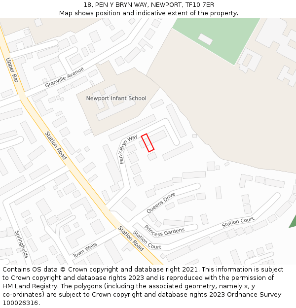 18, PEN Y BRYN WAY, NEWPORT, TF10 7ER: Location map and indicative extent of plot