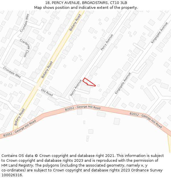 18, PERCY AVENUE, BROADSTAIRS, CT10 3LB: Location map and indicative extent of plot
