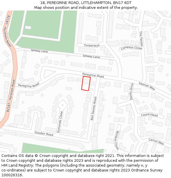 18, PEREGRINE ROAD, LITTLEHAMPTON, BN17 6DT: Location map and indicative extent of plot