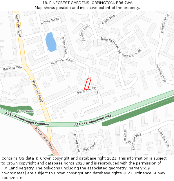 18, PINECREST GARDENS, ORPINGTON, BR6 7WA: Location map and indicative extent of plot