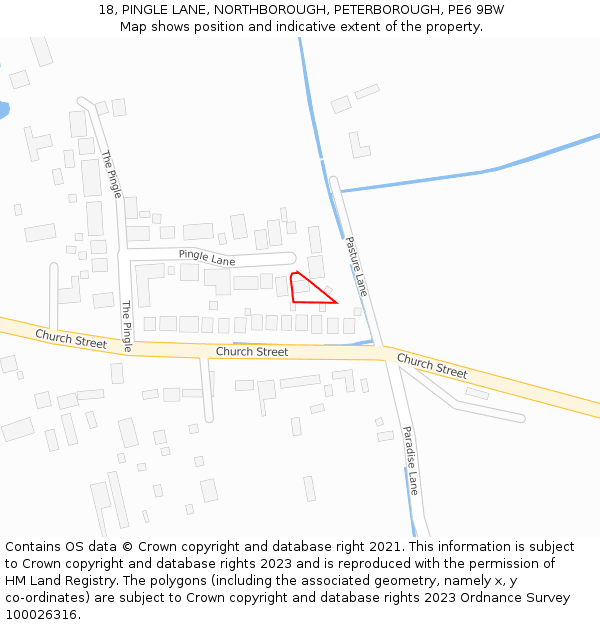 18, PINGLE LANE, NORTHBOROUGH, PETERBOROUGH, PE6 9BW: Location map and indicative extent of plot