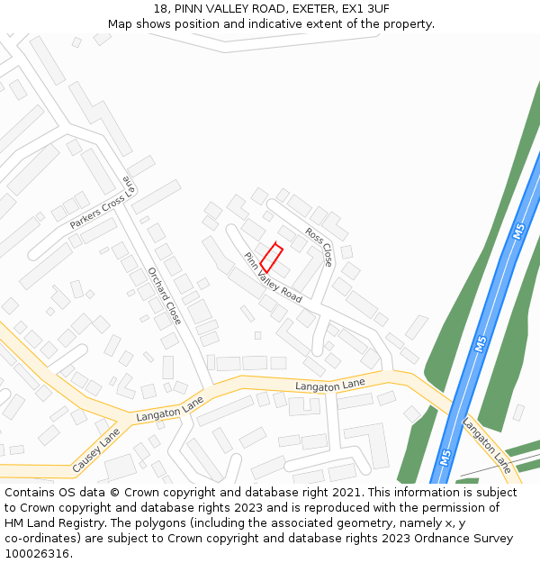 18, PINN VALLEY ROAD, EXETER, EX1 3UF: Location map and indicative extent of plot