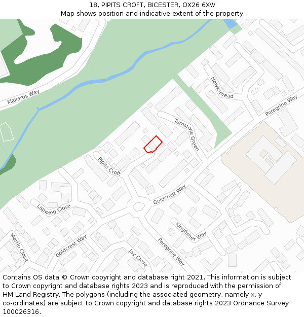 18, PIPITS CROFT, BICESTER, OX26 6XW: Location map and indicative extent of plot