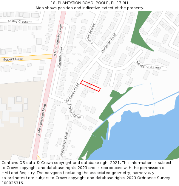 18, PLANTATION ROAD, POOLE, BH17 9LL: Location map and indicative extent of plot