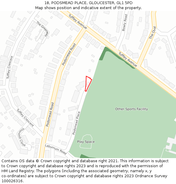 18, PODSMEAD PLACE, GLOUCESTER, GL1 5PD: Location map and indicative extent of plot