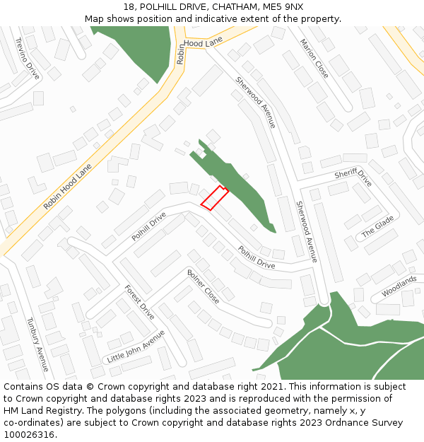 18, POLHILL DRIVE, CHATHAM, ME5 9NX: Location map and indicative extent of plot