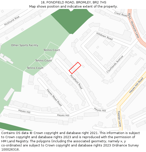 18, PONDFIELD ROAD, BROMLEY, BR2 7HS: Location map and indicative extent of plot