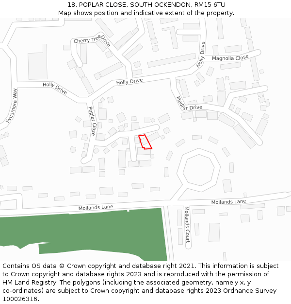 18, POPLAR CLOSE, SOUTH OCKENDON, RM15 6TU: Location map and indicative extent of plot