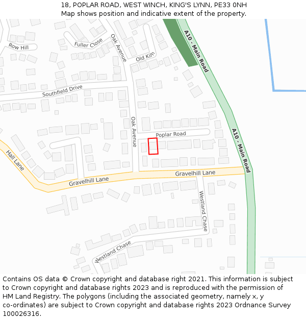 18, POPLAR ROAD, WEST WINCH, KING'S LYNN, PE33 0NH: Location map and indicative extent of plot