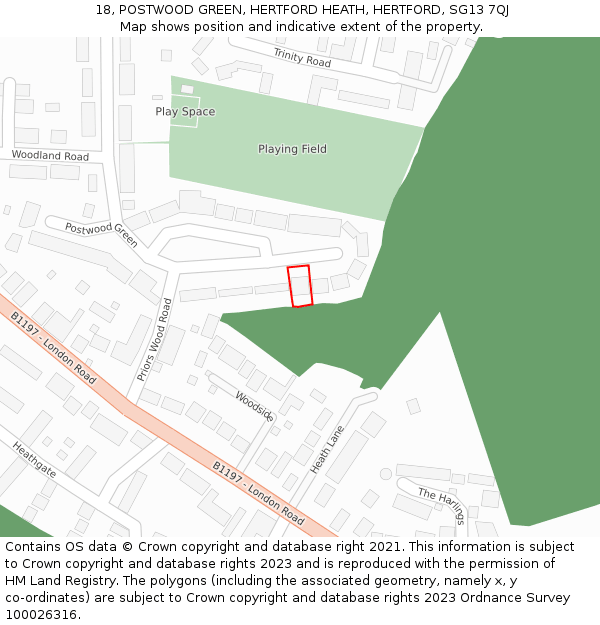 18, POSTWOOD GREEN, HERTFORD HEATH, HERTFORD, SG13 7QJ: Location map and indicative extent of plot