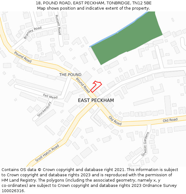 18, POUND ROAD, EAST PECKHAM, TONBRIDGE, TN12 5BE: Location map and indicative extent of plot