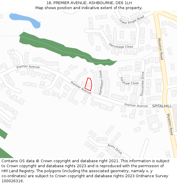 18, PREMIER AVENUE, ASHBOURNE, DE6 1LH: Location map and indicative extent of plot