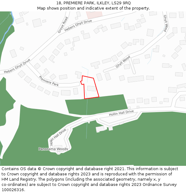 18, PREMIERE PARK, ILKLEY, LS29 9RQ: Location map and indicative extent of plot