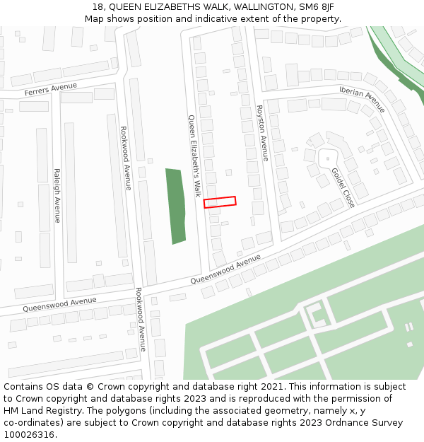 18, QUEEN ELIZABETHS WALK, WALLINGTON, SM6 8JF: Location map and indicative extent of plot