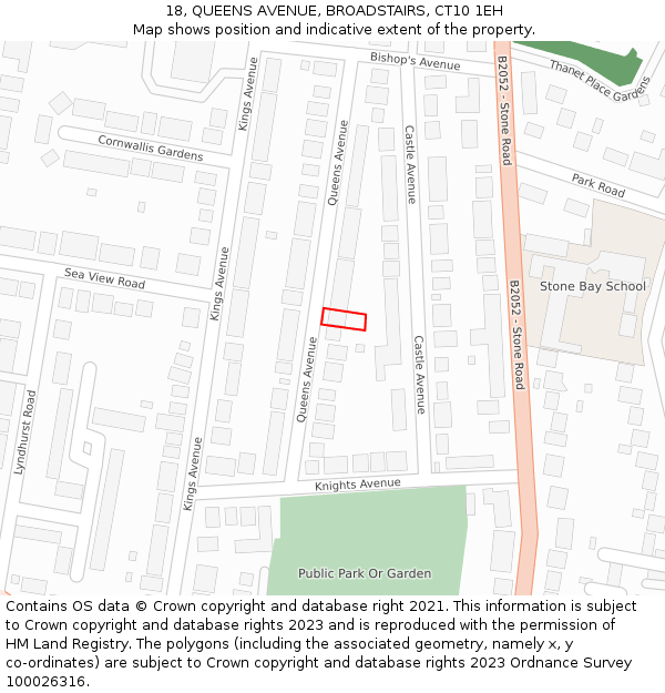 18, QUEENS AVENUE, BROADSTAIRS, CT10 1EH: Location map and indicative extent of plot