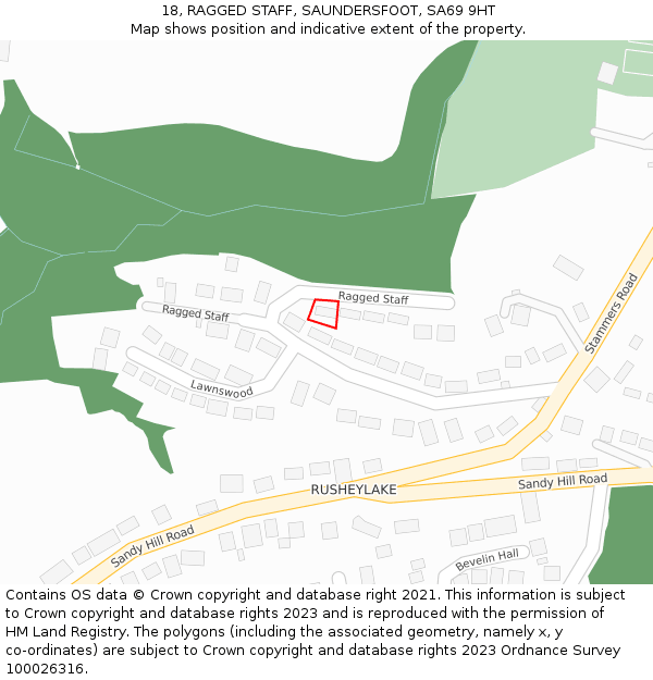 18, RAGGED STAFF, SAUNDERSFOOT, SA69 9HT: Location map and indicative extent of plot