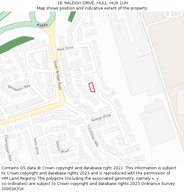 18, RALEIGH DRIVE, HULL, HU9 1UN: Location map and indicative extent of plot