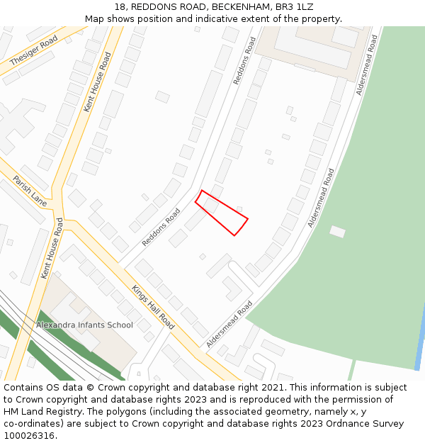 18, REDDONS ROAD, BECKENHAM, BR3 1LZ: Location map and indicative extent of plot