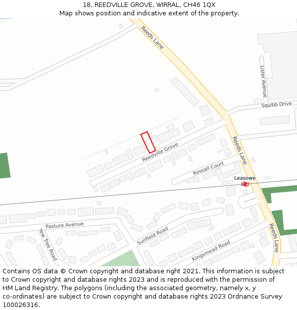 18, REEDVILLE GROVE, WIRRAL, CH46 1QX: Location map and indicative extent of plot