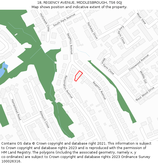 18, REGENCY AVENUE, MIDDLESBROUGH, TS6 0QJ: Location map and indicative extent of plot