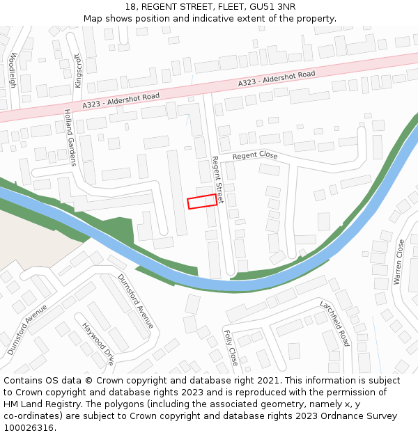 18, REGENT STREET, FLEET, GU51 3NR: Location map and indicative extent of plot