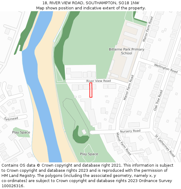 18, RIVER VIEW ROAD, SOUTHAMPTON, SO18 1NW: Location map and indicative extent of plot