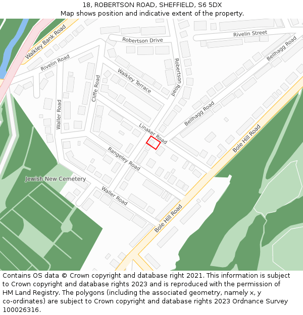 18, ROBERTSON ROAD, SHEFFIELD, S6 5DX: Location map and indicative extent of plot