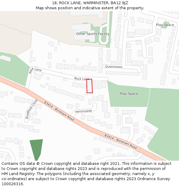 18, ROCK LANE, WARMINSTER, BA12 9JZ: Location map and indicative extent of plot