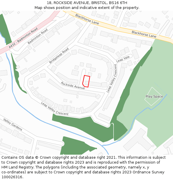 18, ROCKSIDE AVENUE, BRISTOL, BS16 6TH: Location map and indicative extent of plot
