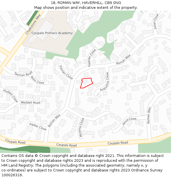 18, ROMAN WAY, HAVERHILL, CB9 0NG: Location map and indicative extent of plot